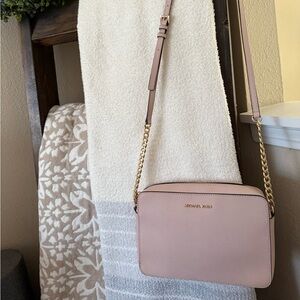Michael Kors Blush Crossbody Bag with Gold Chain